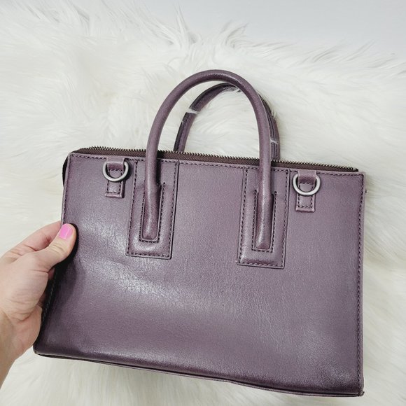 Matt & Nat Purple Dual Handle Satchel Bag Structured Zip Top Recycled Bottles - Picture 8 of 12